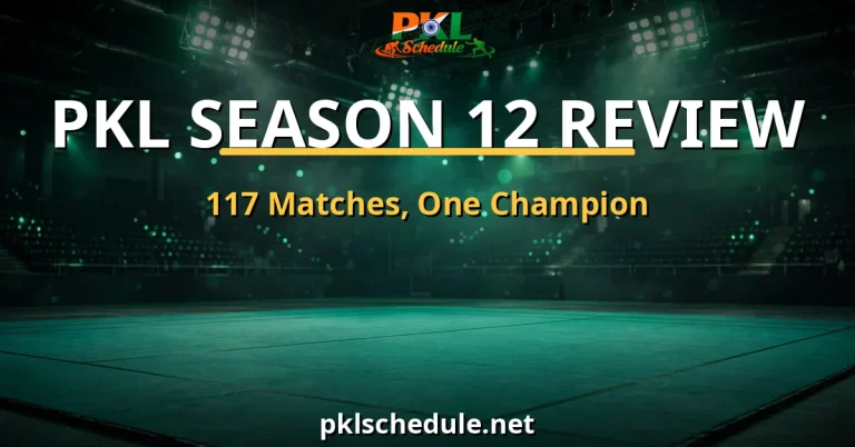 pkl season 12 review — 117 matches, four legs, a shootout qualifier and Delhi's title win, Season 12 review graphic