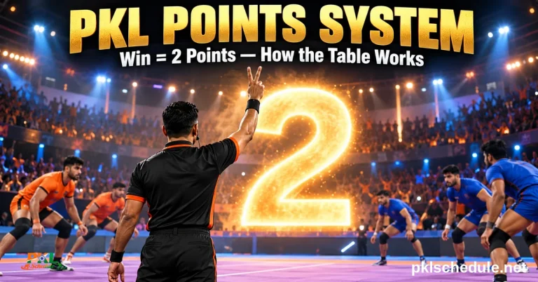 PKL points system explained — win = 2 points, how the table works