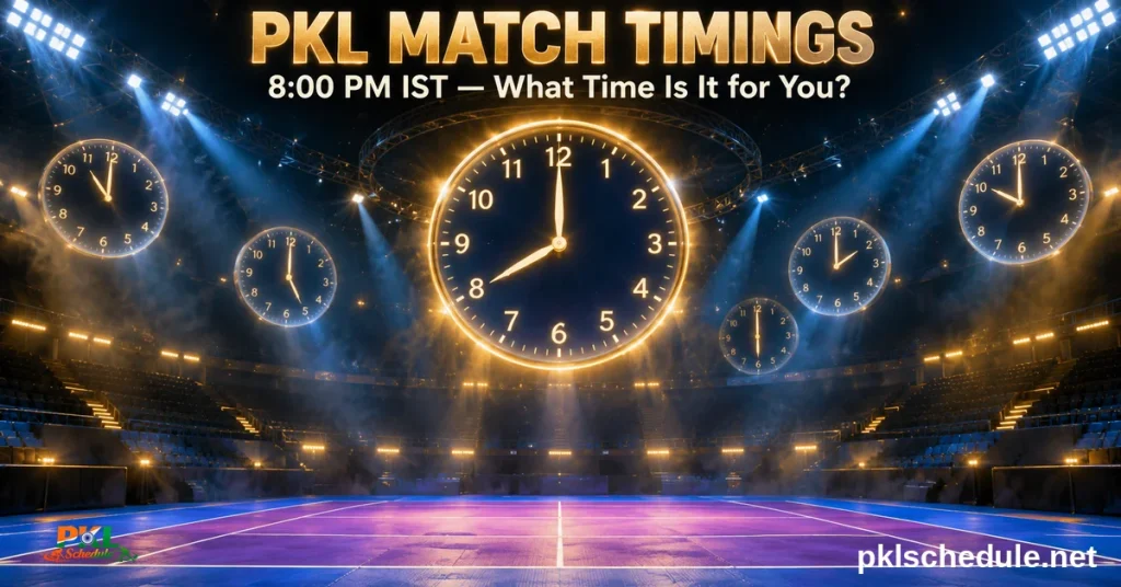 PKL match timings — 8:00 PM IST start, converted for your country