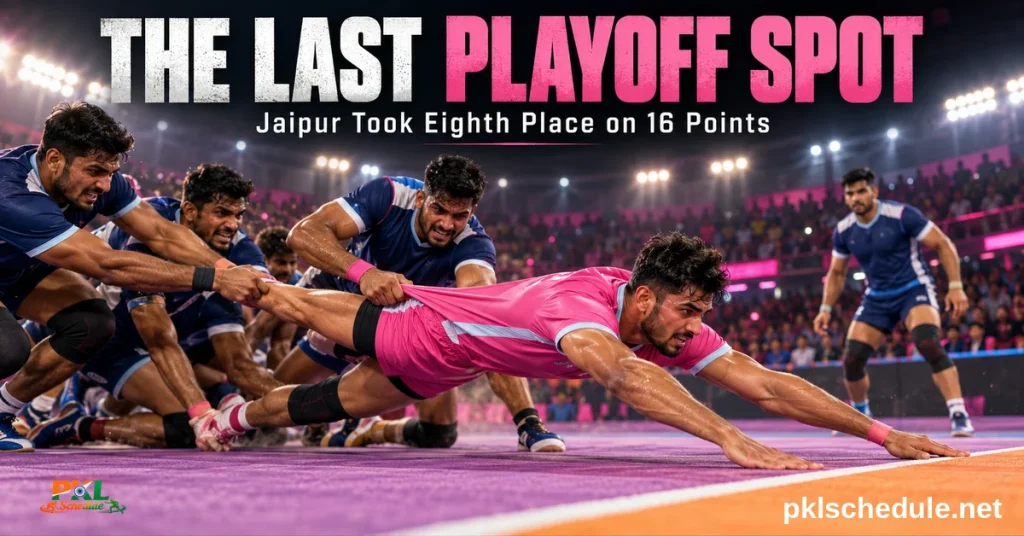 Jaipur Pink Panthers Season 12 — took the last playoff spot, eighth on 16 points